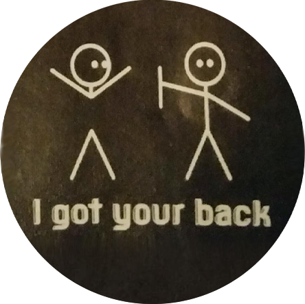 Stick men high-fiving each other with text that reads, 'I got your back'